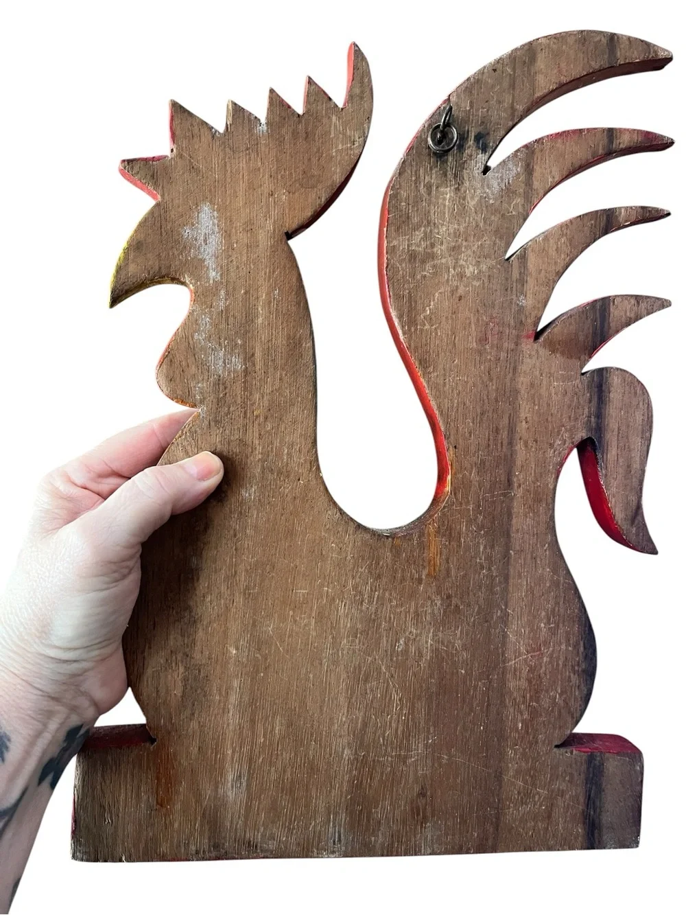 Vintage Balinese Rooster folk art key holder wall decor